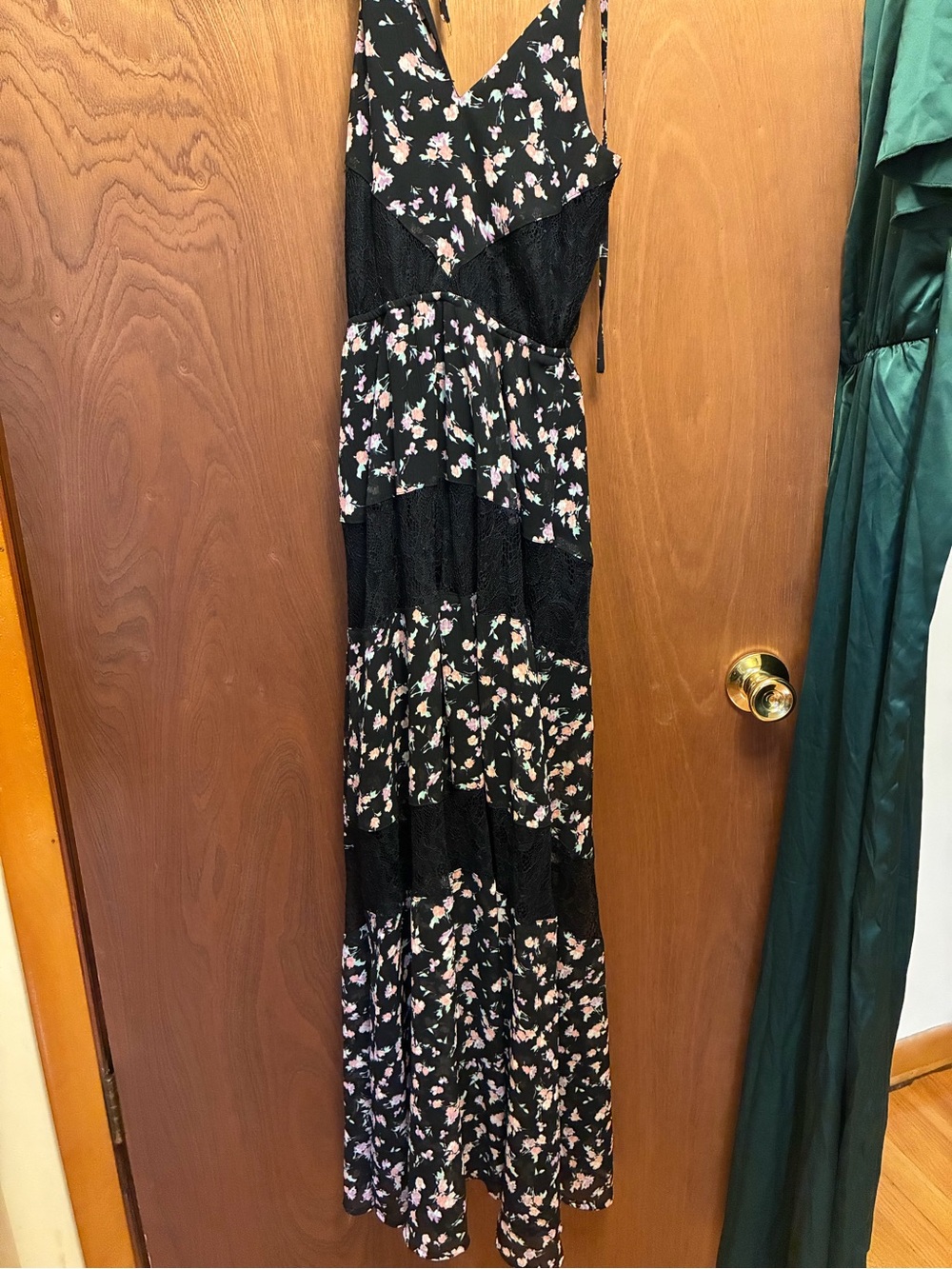 Candie's Black Maxi Dress with Pink and Cream Floral Print